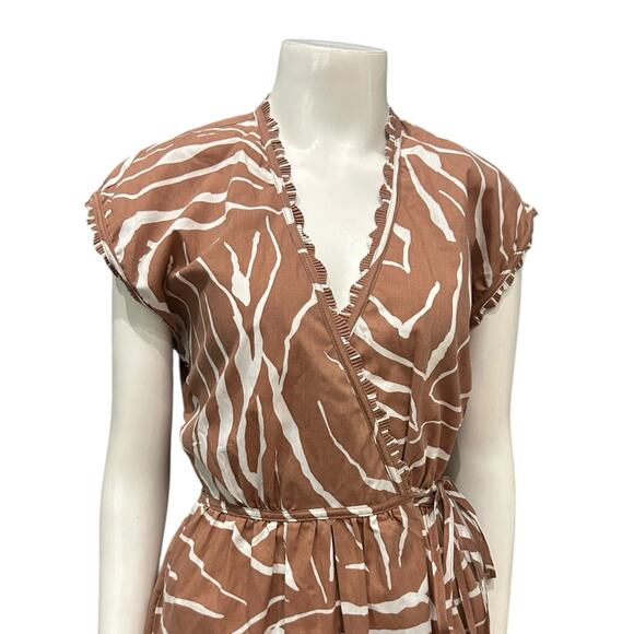 Vintage 1970s Bill Tice Wrap Dress 70s Zebra Print Brown & White / XS - - Picture 4 of 4